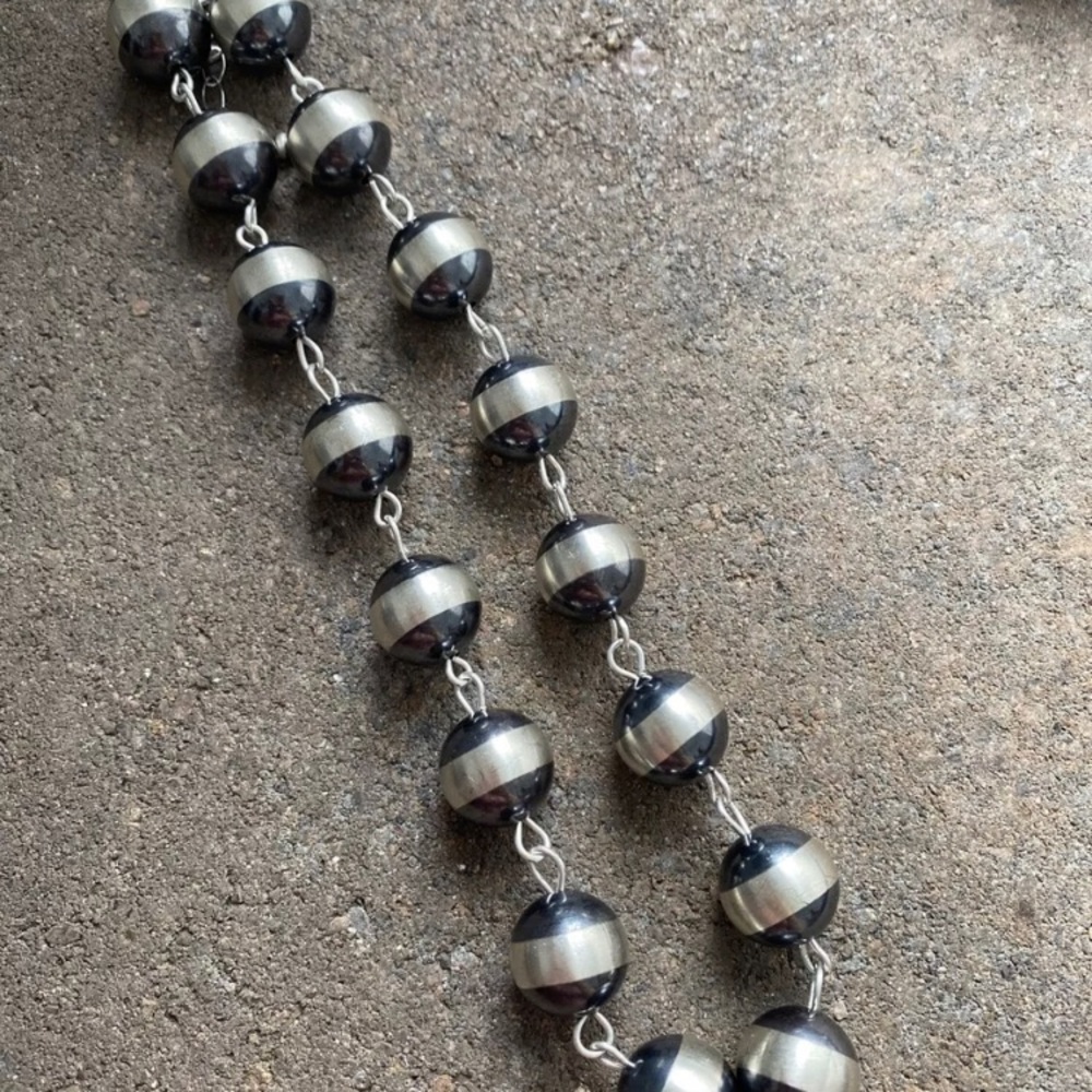 Sterling Silver 16mm Rosary Bead Necklace - image 4